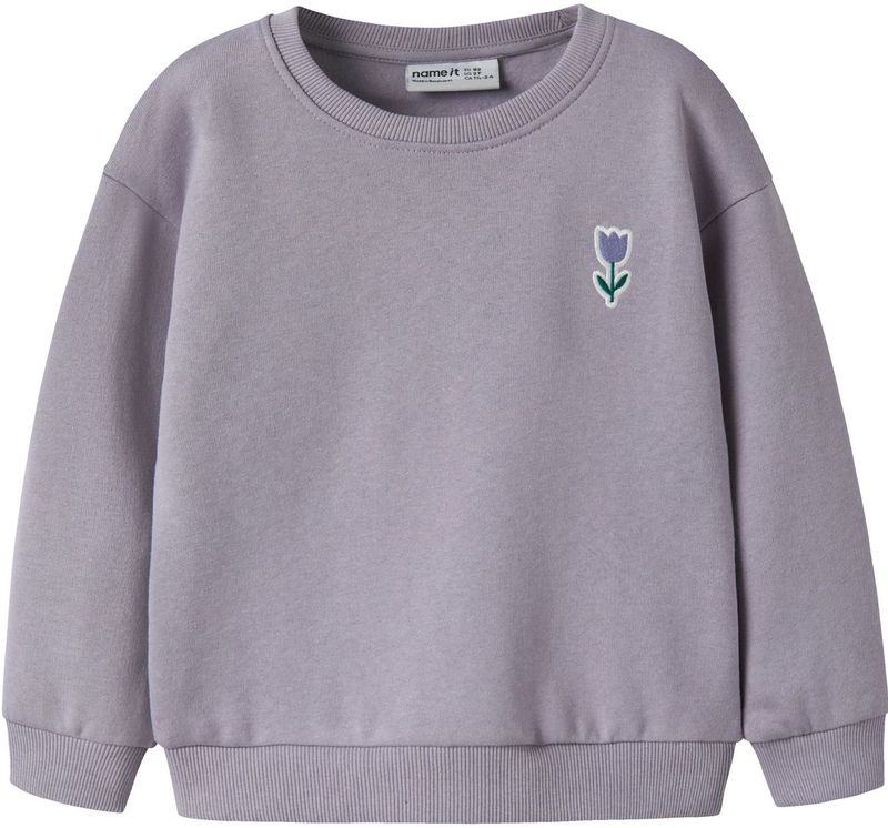NAME IT Sweatshirt 'NMFVALLENE'  donkergroen / sering / pastellila / wit