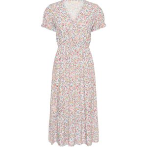 Cream Jurk 'Lina'  hemelsblauw / geel / groen / rosa