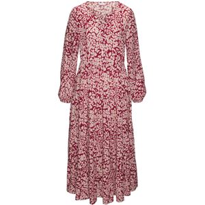 Lascana - Maxi-jurk - Bordeaux leo - V-hals - Lange Mouwen - Enkelvrij