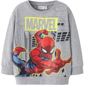 NAME IT Sweatshirt 'NMMDION SPIDER'  donkerblauw / geel / grijs gemêleerd / rood