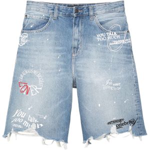 Pull&Bear Jeans  blauw denim / rood / zwart / wit