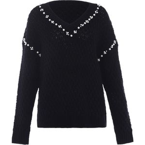 faina Trui  zwart / parelwit