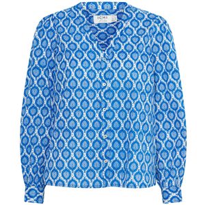 ICHI Blouse 'ZAREEN'  blauw / zwart / wit