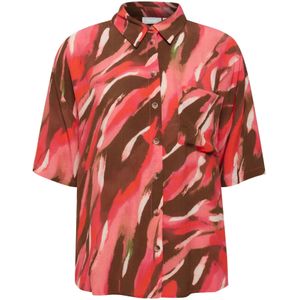 Fransa Blouse 'Kaiya'  chocoladebruin / oudroze / rood