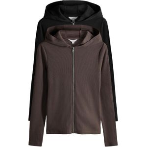 The Set Sweatvest  donkerbruin / zwart