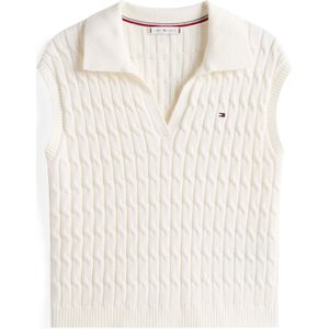 Tommy Hilfiger - CO CABLE MID GG OPEN POLO VEST - Gebreide Trui - Ivory Silk