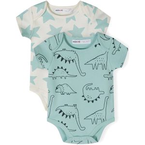 MINOTI Rompertje/body  ecru / mintgroen / zwart