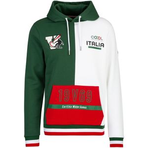 19V69 ITALIA Sweatshirt 'Matteo Wintergames'  donkergroen / rood / wit