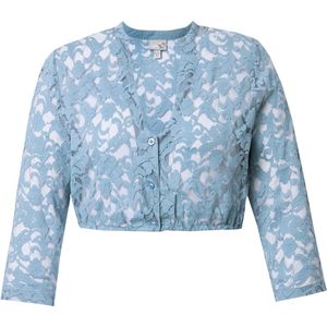 Ulla Popken - Blouse - Lichtblauw/Wit - Blouseshirt - Driekwart Mouw