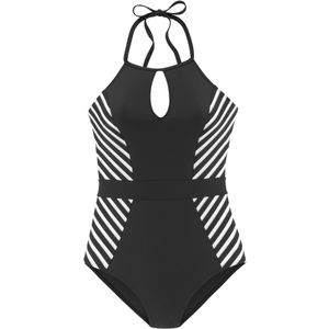 Beenlijn - Gestreept Badpak - Zwart - Wit - Goudkleur - Zonder Beugels