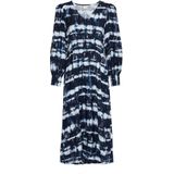 ICHI Jurk 'Variel'  nachtblauw / royal blue/koningsblauw / wit