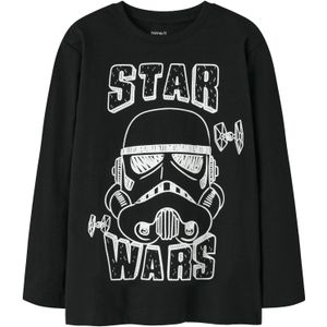 NAME IT Shirt 'NKMVolt Starwars'  zwart / wit