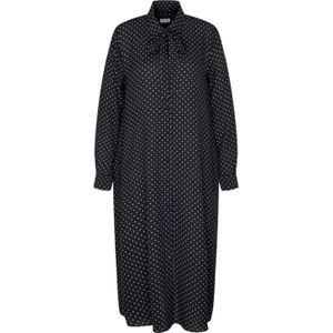 Seidensticker - Zomerjurk - Donkerblauw - Lange Mouwen - Blousekraag - Stippen