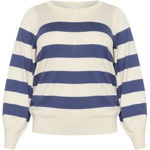 KAFFE CURVE Trui 'Malia'  enziaan / wit