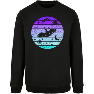 F4NT4STIC Sweatshirt 'Retro Alien Weltraum Sonnenuntergang'  indigo / aqua / lichtlila / zwart