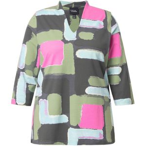 Ulla Popken Shirt  grafiet / olijfgroen / pink