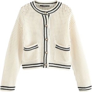 Next - Gebreid Vest - Ecru/Zwart