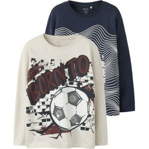 NAME IT Shirt 'NKMVALIANT'  navy / bruin / lichtgrijs / wit