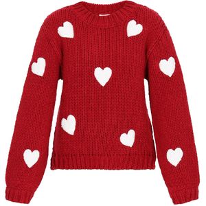 MYMO Oversized trui  rood / wit