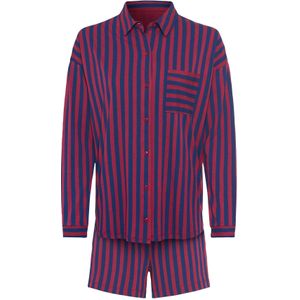 LSCN by LASCANA - Shortama - Bessenrood Gestreept - 2-delig