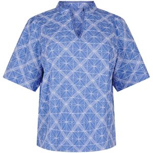 Zizzi Blouse 'Mavita'  royal blue/koningsblauw / wit