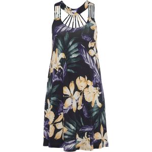 LASCANA Jurk  groen / donkerlila / zwart / wit