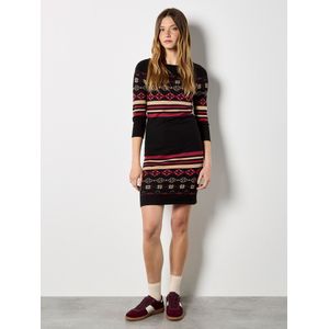 Apricot Jurk  beige / bordeaux / zwart