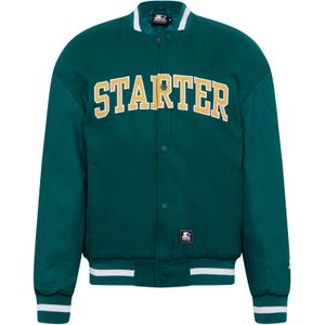 Starter - Black Label - Collegejas - Rood-Groen - Kunstleren Mouwen, Drukknoopsluiting