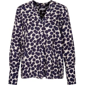 Blouse - Donkerblauw - 100% Viscose - Tuniek met Stippen