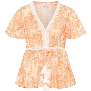 IZIA Blouse  donkeroranje / wit