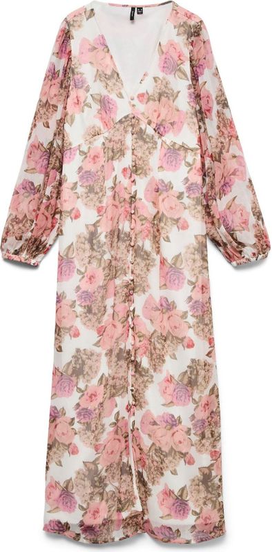 Vmsmilla - Lange Jurk - Bloemenprint - V-Hals - Lange Mouwen - Enkel Lengte