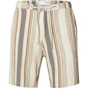 SELECTED Broek 'REGSAL'  crème / bruin / grijs gemêleerd