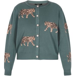 faina Gebreid vest  bruin / donkergroen