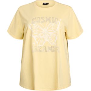 Zizzi Shirt 'EVIBA'  geel / zilver / wit