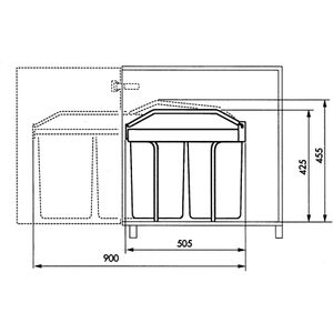 Hailo Multi-Box Duo L Prullenbak - 2 x 14 l - Inbouw