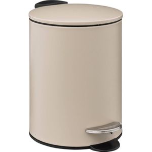 5Five kleine pedaalemmer - metaal - beige - 3L - 16 x 25 cm - Badkamer - Badkamer/toilet