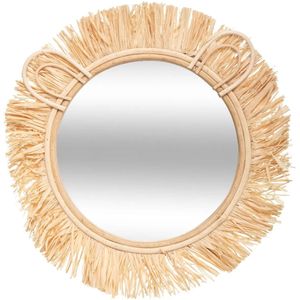 Atmosphera Wandspiegel - safari - rotan - D38 cm - bohemian/boho spiegel