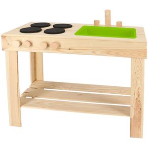 Esschert Design modderkeuken S - Kinderkeuken geschikt voor buiten - L78 x B40.3 x H71.8 cm - Geschikt voor kinderen vanaf 4 jaar