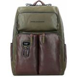 Piquadro Harper Rugzak RFID Leer 46 cm Laptopcompartiment green-dark brown