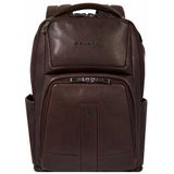 Piquadro Carl Rugzak Leer 44 cm Laptop compartiment dark brown