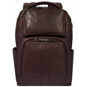 Piquadro Carl Rugzak Leer 44 cm Laptop compartiment dark brown