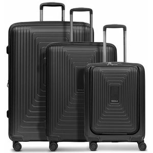 Redolz Essentials 14 3-delige 4-wiel kofferset 3-delige kofferset met uitbreidingsvouw black metallic