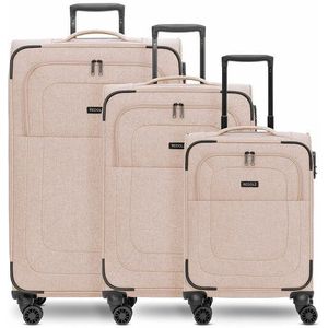 Redolz Essentials 12 THREE SET 4-wiel kofferset, 3-delig, met rekbare vouw beige