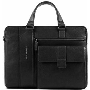 Piquadro Kobe Briefcase 40 cm lederen laptopvak black