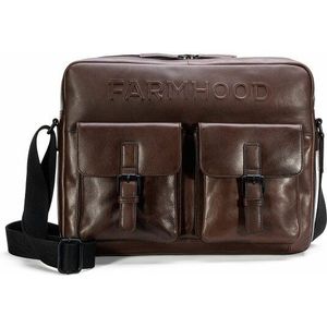 Farmhood Memphis Aktetas Messenger Leer 38 cm Laptop compartiment dark brown