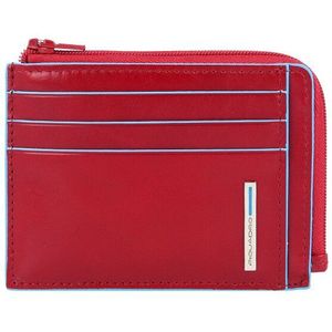 Piquadro Blauw vierkant creditcard etui RFID leer 11 cm  rood