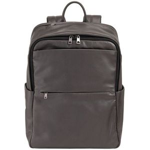 DuDu - Daypack - Laptoptas - Zwart - Leer - Geschikt voor 39 cm Laptop