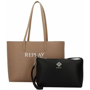 Replay Shopper Tas 35.5 cm dirty pale beige - black