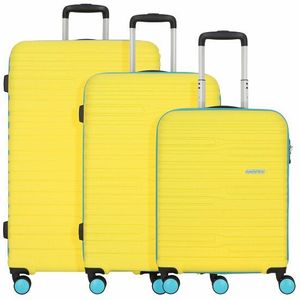 American Tourister Wavestream 4 wielen Kofferset 3-delig yellow-turquoise