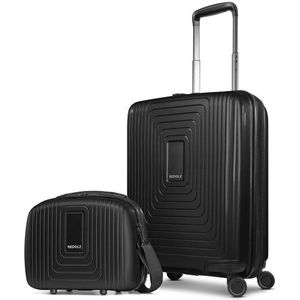 Redolz Essentials 14 kofferset 2 stuks cabine trolley met stretch vouw & beautycase  zwart